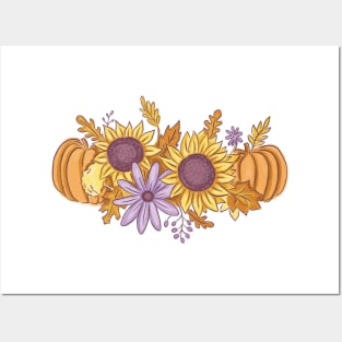 Fall Flowers and Pupmkins Posters and Art